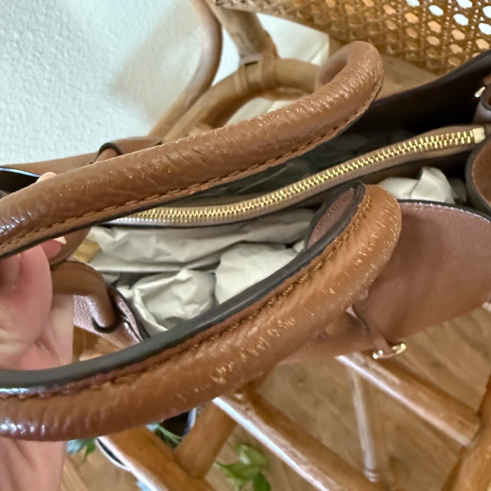 Michael Kors Cognac Brown Pebbled Leather Satchel - Picture 5 of 16